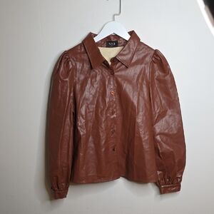 Vici  Sz Small Women's Leather Blouse in Rich Brown
